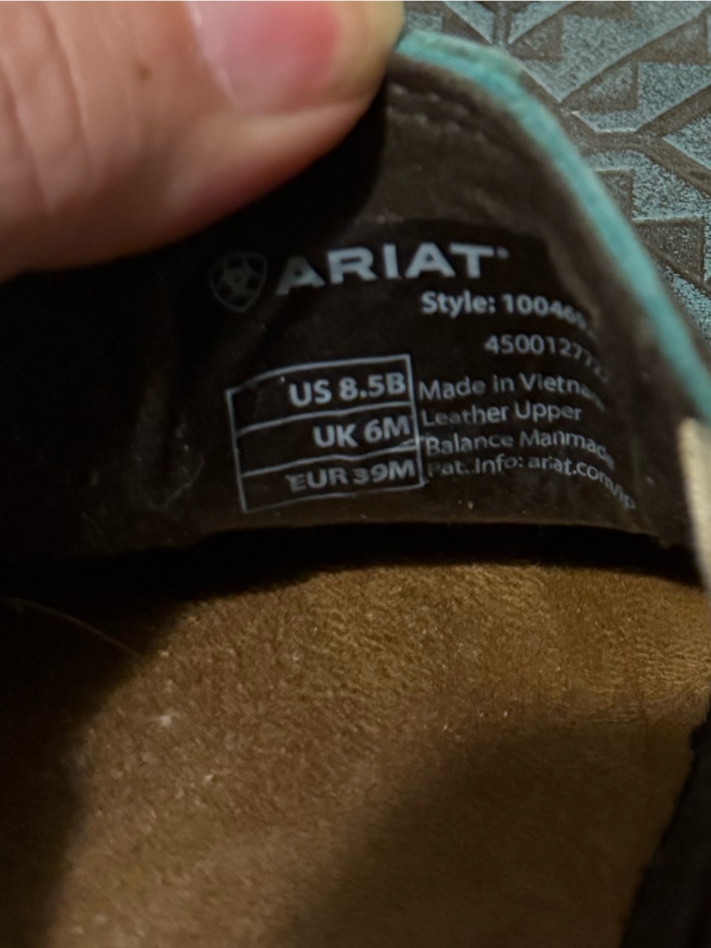 Ariat Teal Slip-On Loafers with Geometric Emboss 8.5 - Picture 5 of 5